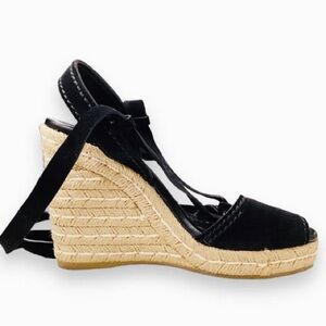 PRADA Wedge Suede Strappy Sandals